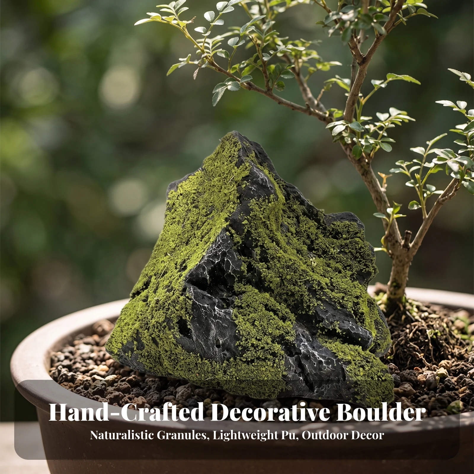 Simulated Landscape Rock Lifelike Faux Rock with Lichen Artificial Stone with Lichen Weather-Resistant Long-Lasting