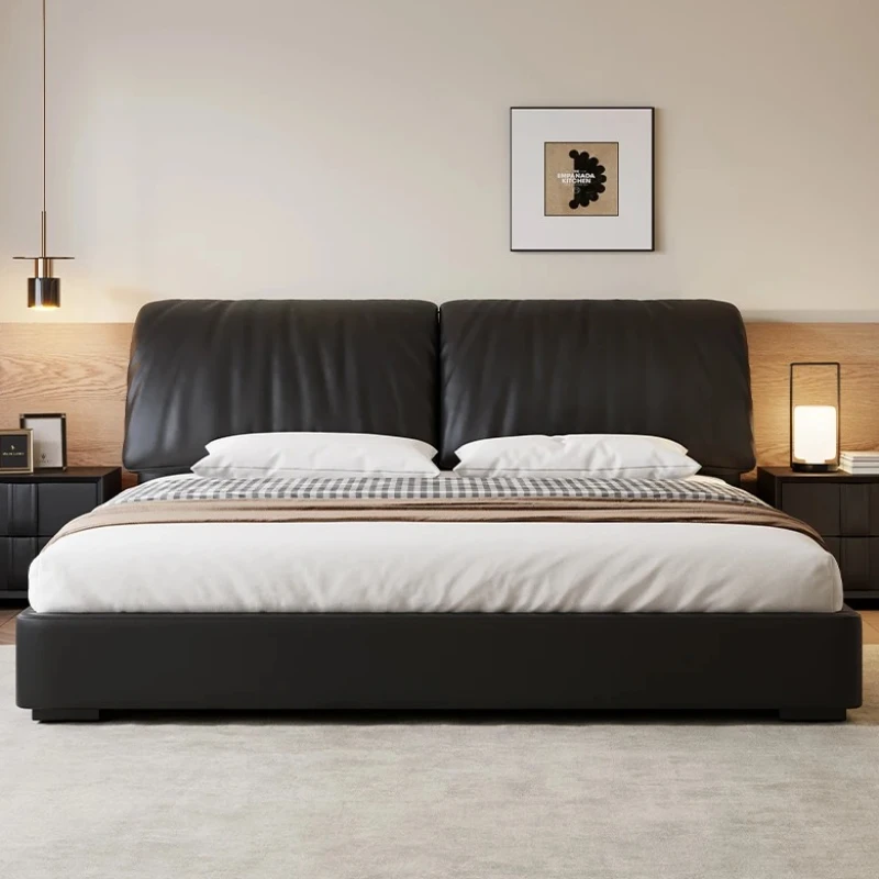 

Designer Black Double Bed New Modern Simplicity Modern Wooden Double Bed Luxury Platform Floor Cama Matrimonial Bedroom Stuff