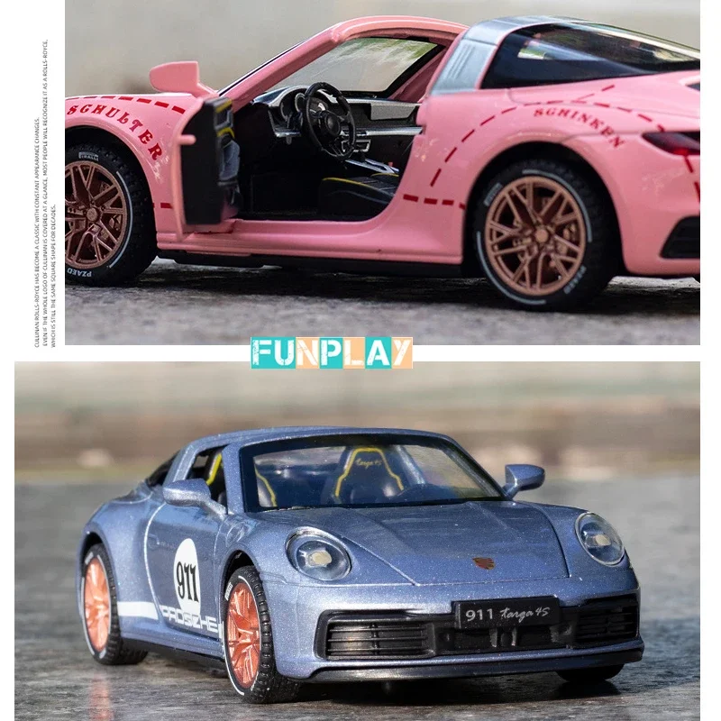 1/32 Alloy Model Car Porsche 911 Miniature 1/32 Die Cast Car Model Targa 4S Toy For Boy Kids Gift Hobby Metal Simulation Car