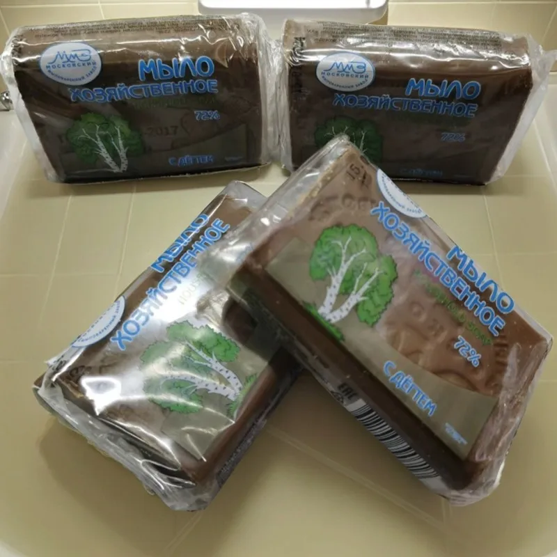 

Русское традиционное хозяйственное мыло 72% (150 г x 2 шт.), обильная пена и быстрое удаление пятен, для уборки дома