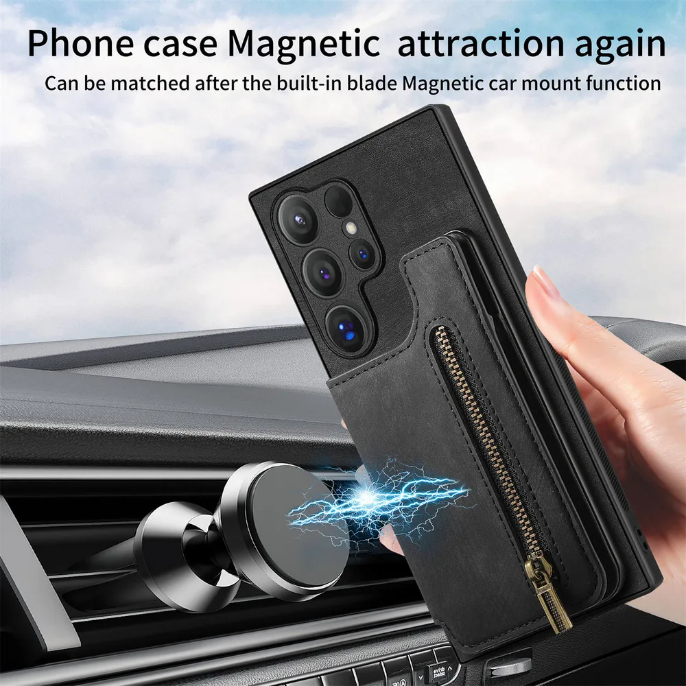 Zipper Leder Brieftasche Coque Für Samsung Galaxy S24 S23 S22 S21 Hinweis 20 Ultra S20 FE 5G Zurück funda Für Galaxy Note 10 Plus Etui