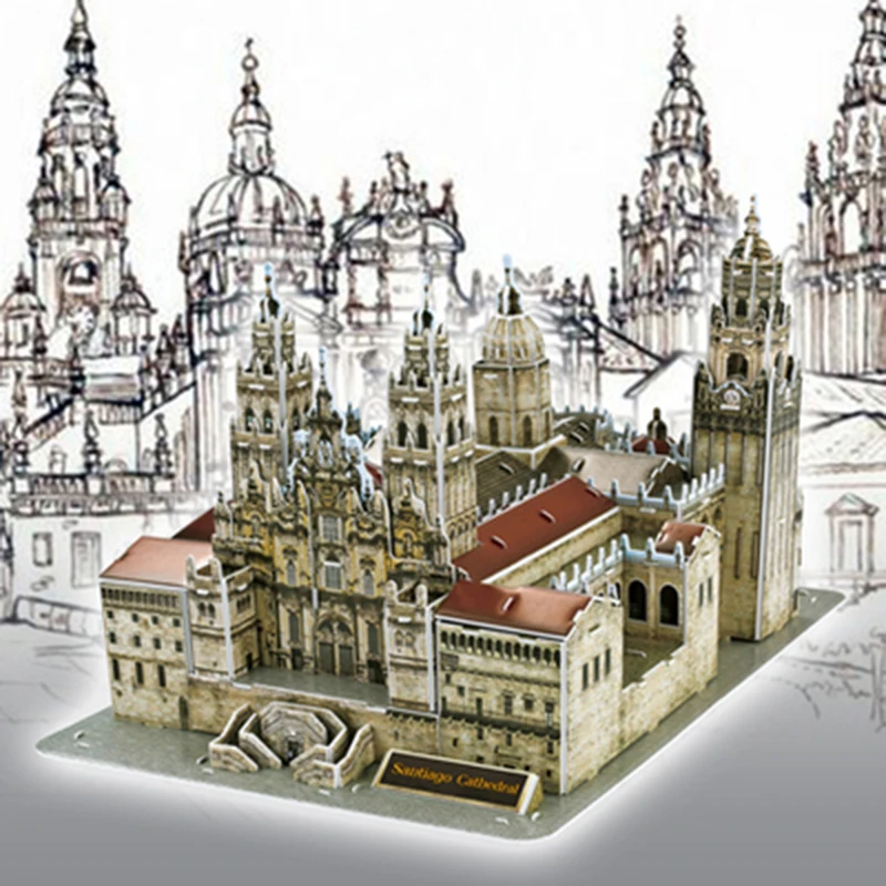 Cathedral Santiago De Compostela Church 3D Paper Puzzle Building Model Toy Spain Famous Architecture Boy Girl Friend Travel Gift