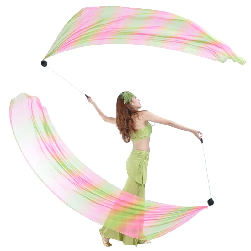 Poi Thrown Balls Women Belly Dance Veil Poi Chain Stage Performance Accessories Dance Polyester Veil Yoga Thrown Balls 200x70cm