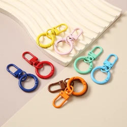 1/2/5/10/20 pcs Colorful Metal Paint Baking Keychains Round Buckle Keyring For Bag Jewelry Finings