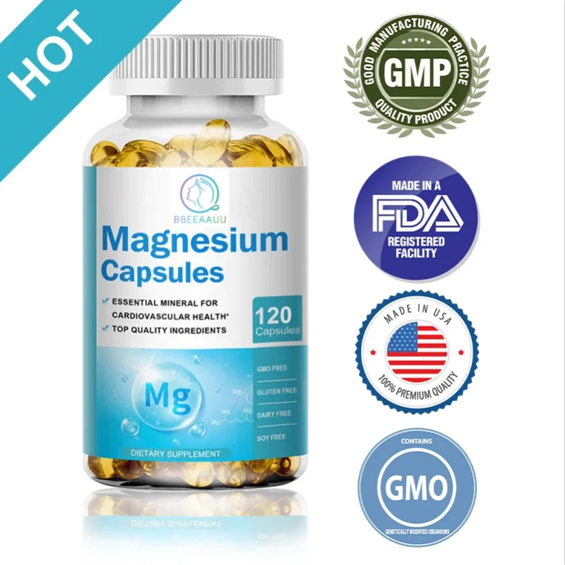 

BBEEAAUU Magnesium Capsule Free Stress Muscle Nerve Health Good Mood Brain Bones,Joint and Cardiovascular Health