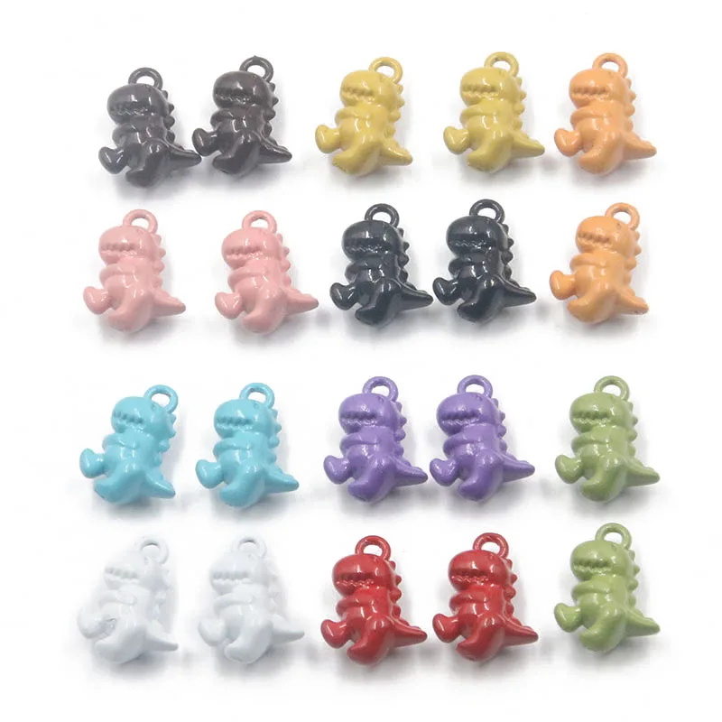 10Pcs/lot 10 Color 12*16MM 3D Dinosaur Metal Charms Pendant Earring Bracelet DIY Necklace Jewelry Making