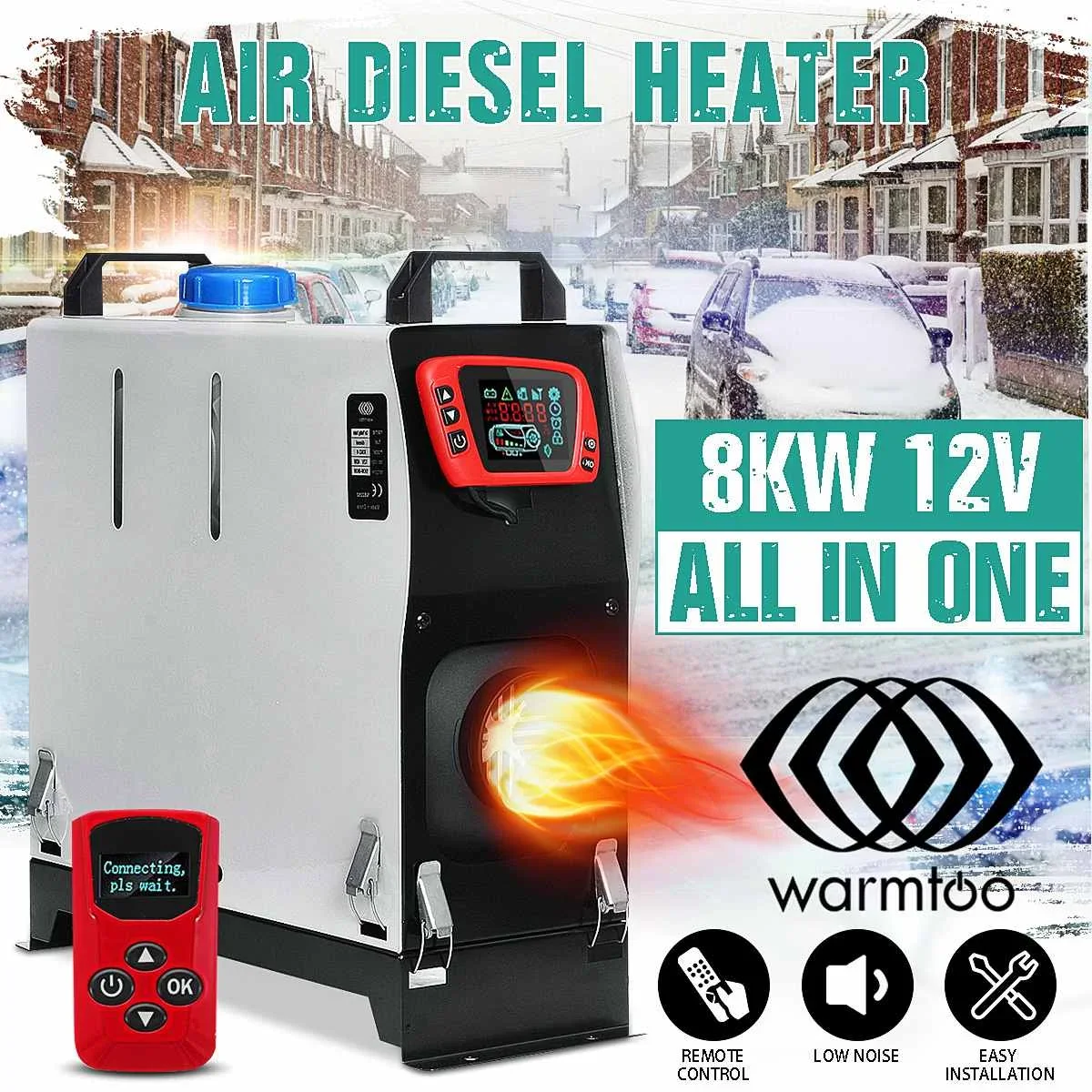 2021 Updated All in One 8KW 12V Diesel Air Heater LCD Monitor Remote Control Car Heater Parking Warmer For RV Car Truck Bus Boat