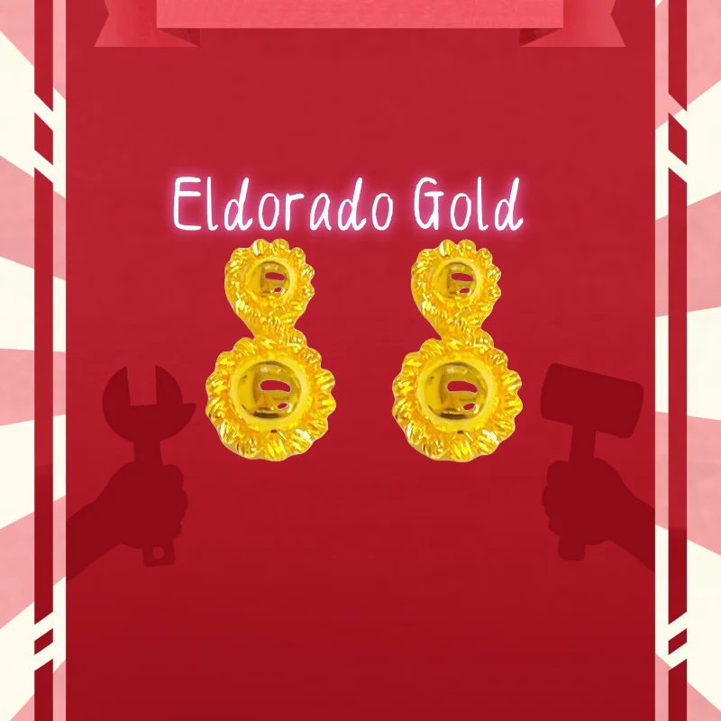 

True Gold 999 mid-range ancient and imperial style sparkling earrings with a high-end feel,hand-wrapped pearl earrValentine's D