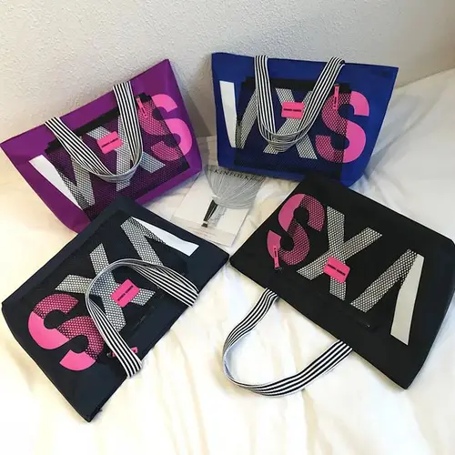 Imagen 1 del producto Aliwood-Bolsos de hombro con letras para mujer, bolsa de playa impermeable a la moda, bolsas de compras de viaje de gran capacidad, novedad de 2022