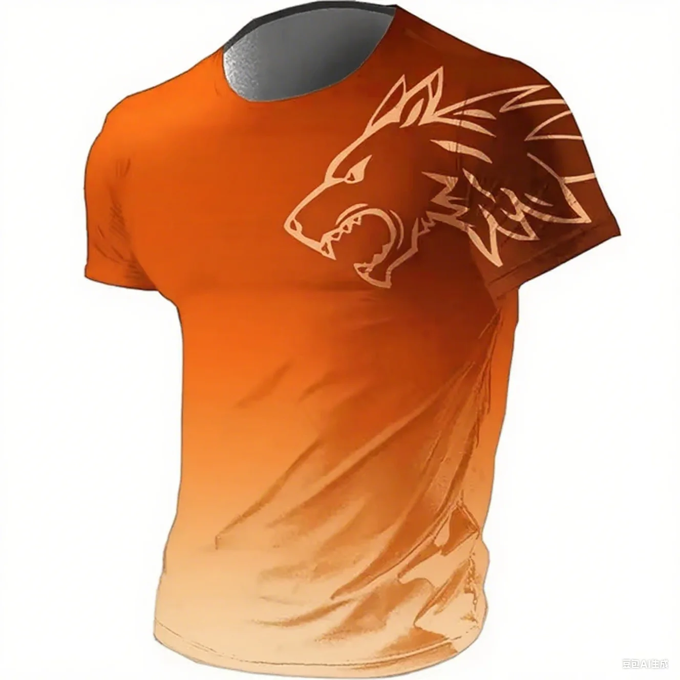 T-Shirts für Herren, Fitness, Sportbekleidung, 2024, Sommer, Vintage, Herren, 3D-gedruckt, schnell trocknend, Farbverlaufs-T-Shirt, Tier-Wolf, kurze Ärmel