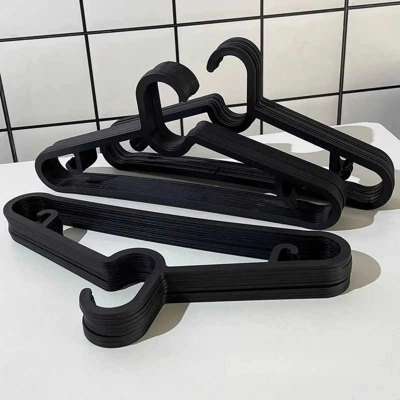 10pcs Black Hangers, Non-Marking and Non-Slip Clothes Hangers, Dorm Essential, Balcony Drying Rack, Pants Rack, Clothes Hanger