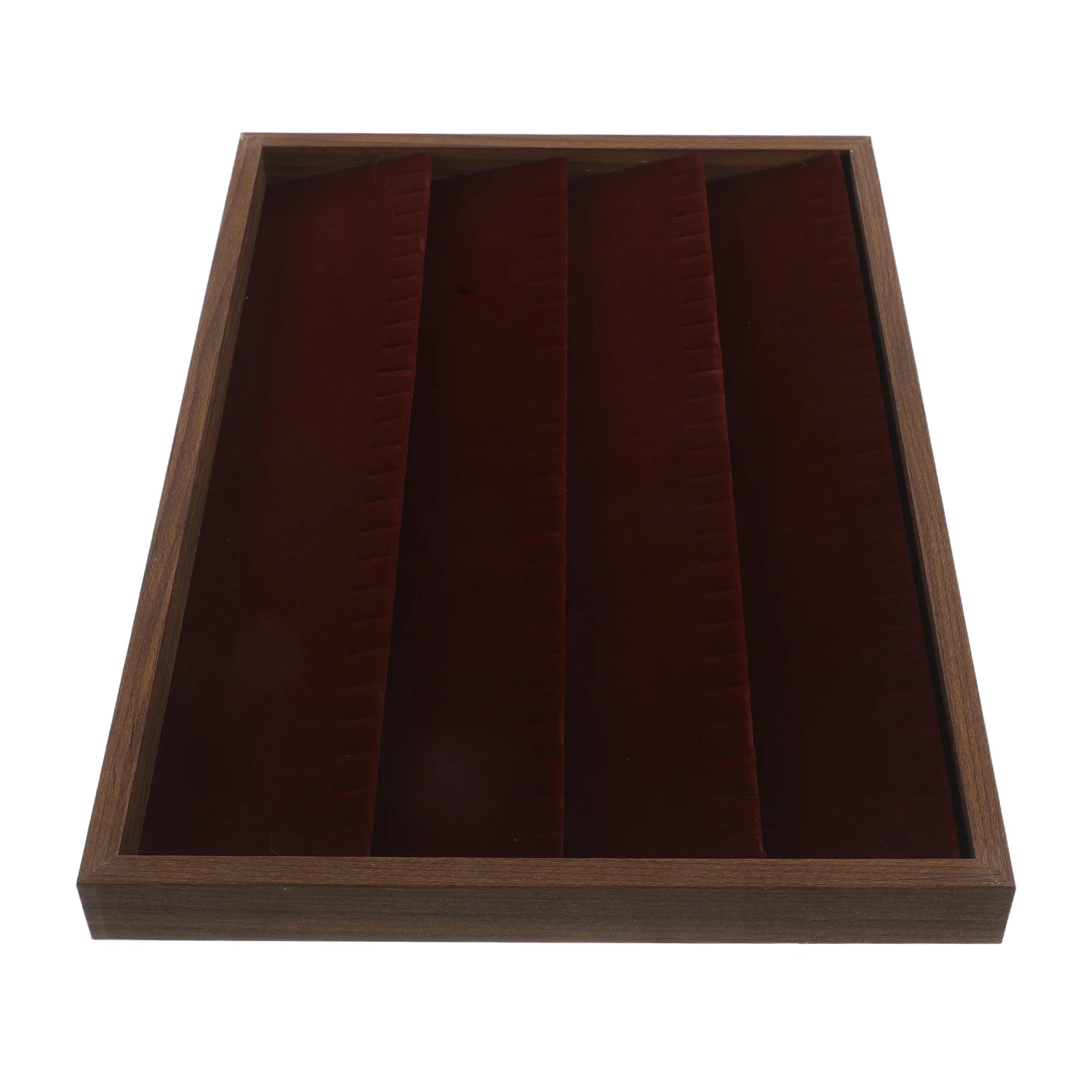 

Walnut Wood Grain Jewelry Tray Earring Holder Organizer Smooth Finish Space-Saving Design for Dresser Vanity Jewelry Display