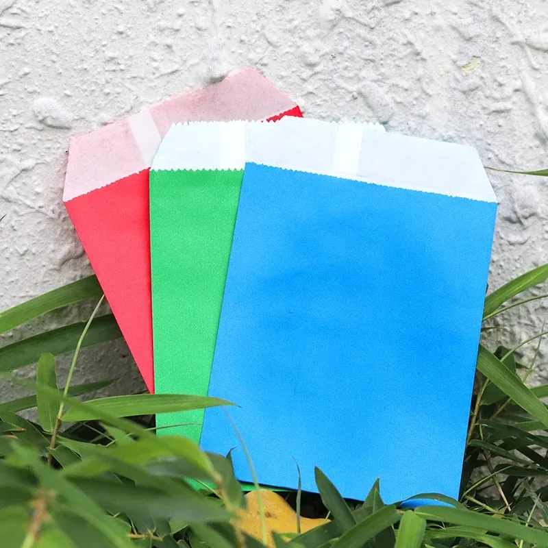 50/100pcs color Gift Kraft Paper Bag Candy Bread Snack Food Safety Bag Birthday Wedding Gift Gift Packaging Bag Guest Packaging - view 2