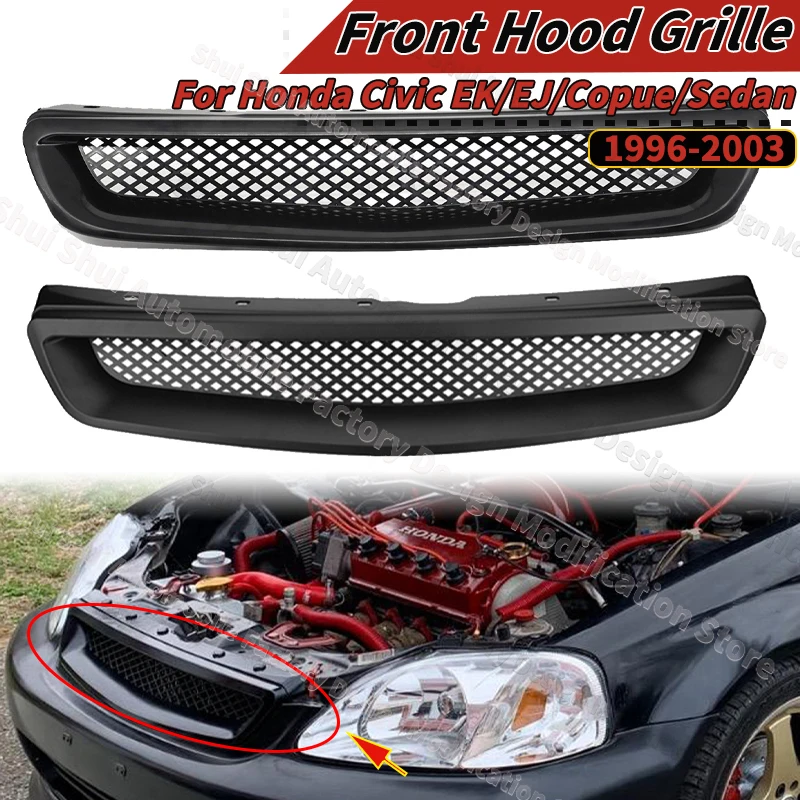 

Передняя решетка капота для Honda Civic 1996-2003 EK/EJ/Copue/Sedan Splitter Spoiler, решетки воздухозаборника, вентиляционная крышка, комплекты кузовных комплектов, аксессуары