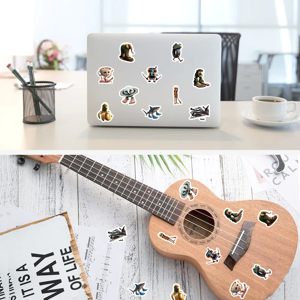 500pcs/Roll Abstract Animal Stickers Tung Tung Sahur Italian Brainrot Animals Sealing Decals DIY Luggage Phone Guitar Kid Toy