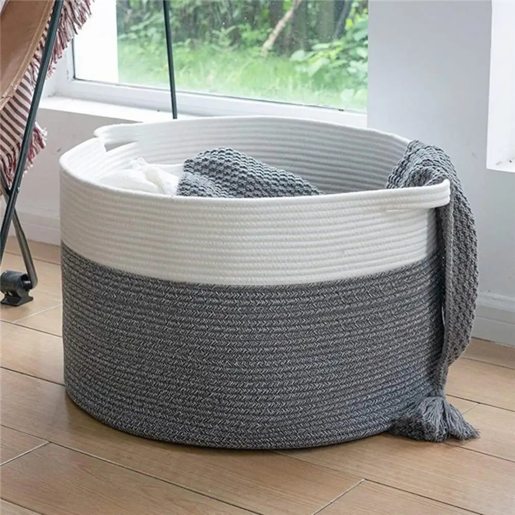 Dirty Clothes Basket with Handle Braided Large Capacity Breathable Large Mouth No Odor Toys Collection Storage Laundry Basket