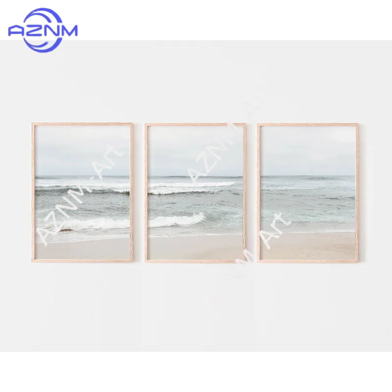 1/3Pcs Ocean triptych wall art, beach prints set of 3, minim