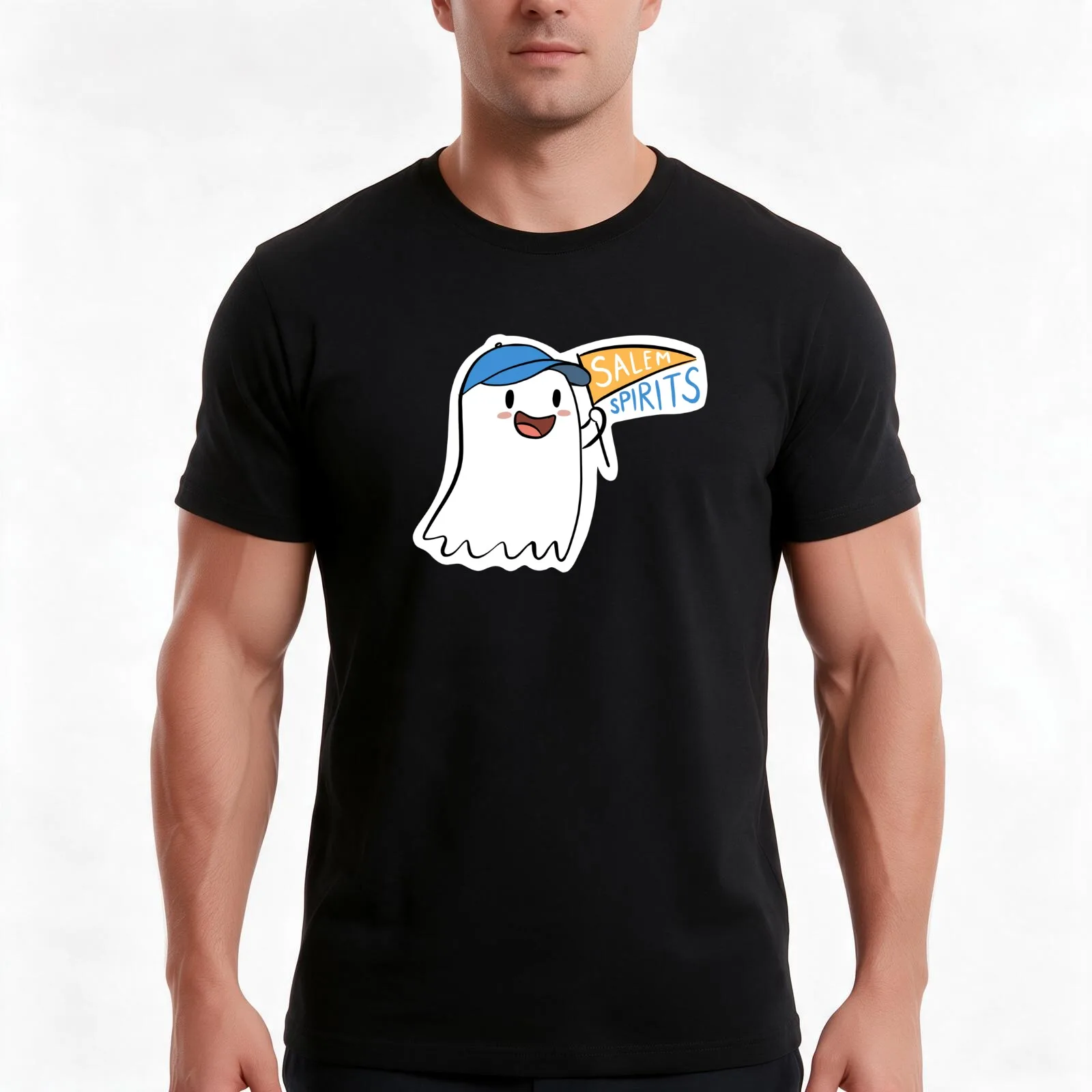 Salem College Spirits mascot T-Shirt, Summer Casual Cotton Tee, Oversized Streetwear Tops, Vintage Graphic Print, 100% Cotton