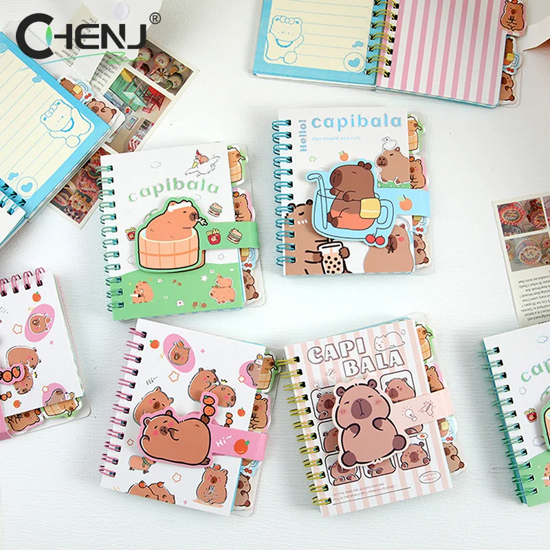 Cute Capybara Coil Book A7 Loose-Leaf Notebook Notepad Learn Stationery Planner Diary Weekly Planner School Supplies Gifts