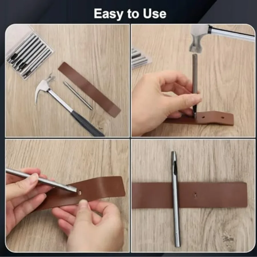 8 Size Oval Hole Punch for Leather 2mm5mm Leather Craft Punch Tools Set Hollow Punching Oval Belt Hole Cutter Tool for Watch Ba