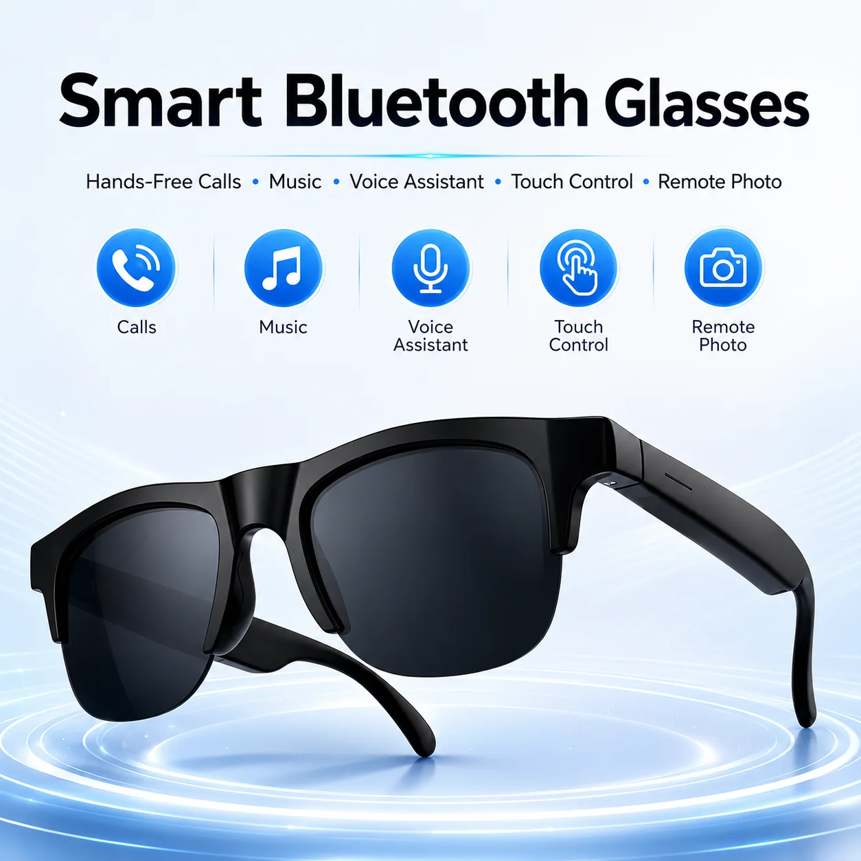 2026 New Bluetooth Smart Glasses Open Ear Stereo Sound Call Answer Music Control Voice Assistant Sports Gift for Men Women
