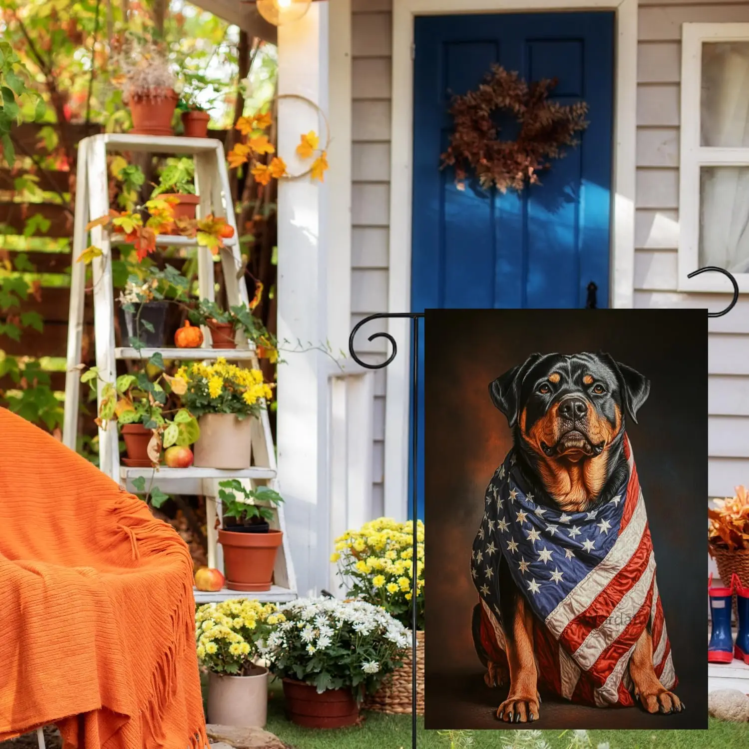 Wordatu Patriotic Garden Flag Rottweiler American Flag 12x18 Double Sided Decorative Outdoor Flag for Memorial Day Independe uui