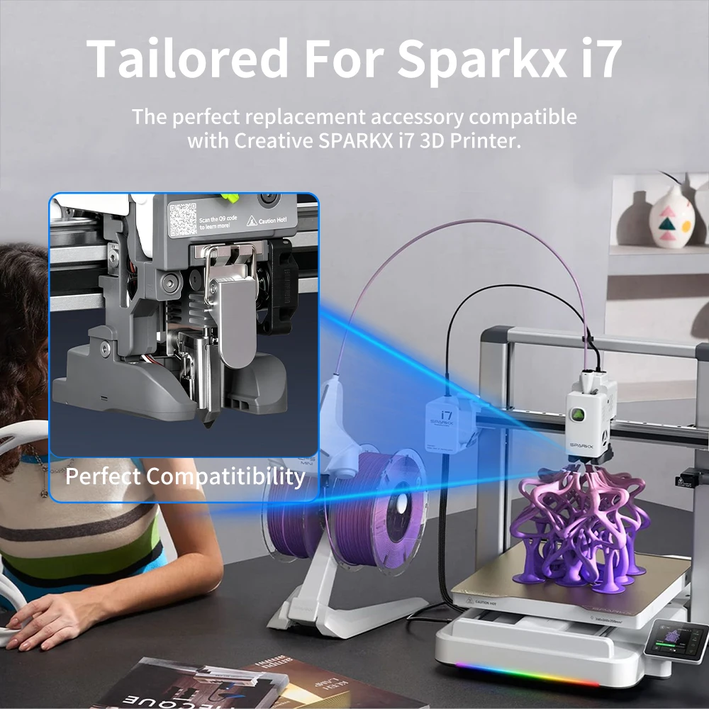 Für Creality SPARKX i7 Hotend Kit 0,4mm Heizblock-Kit Silikonsocken Extruder-Zahnrad-Komponente für i7 3D-Drucker Zubehör – Detail 6