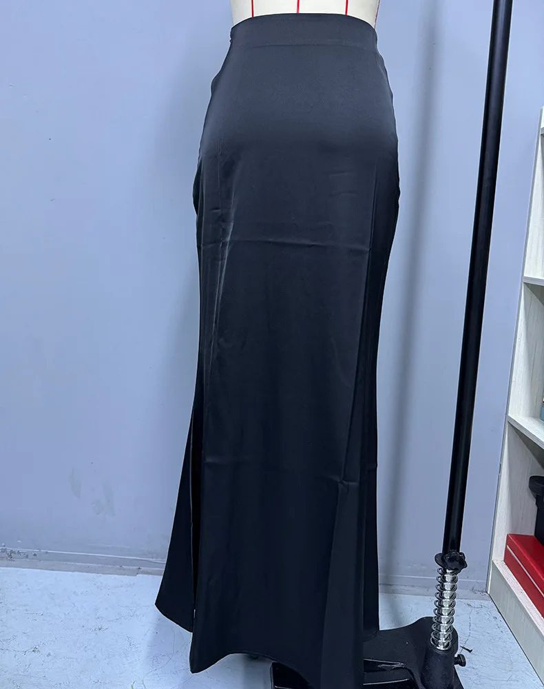 Gonna in raso a colori primavera/estate, abito lungo in seta semplice per donna, commercio estero transfrontaliero, Amazon USA e Europa