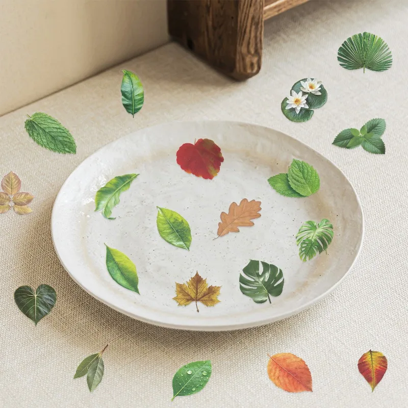 50 قطعة من ملصقات تزيين جرافيتي إبداعية على شكل أوراق شجر كرتونية مخصصة للحيوانات الأليفة