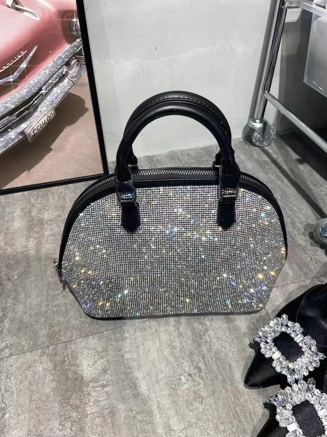 Bolso de lujo con diamantes de imitación brillantes para mujer, bolso de noche, bolso de hombro, bandolera