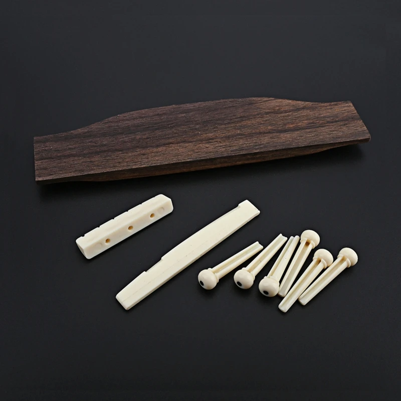 yunyun 6 String Acoustic Guitar Bridge and Nut & and 6 Rosewood Bridge Pins Guitar Wood Accessories