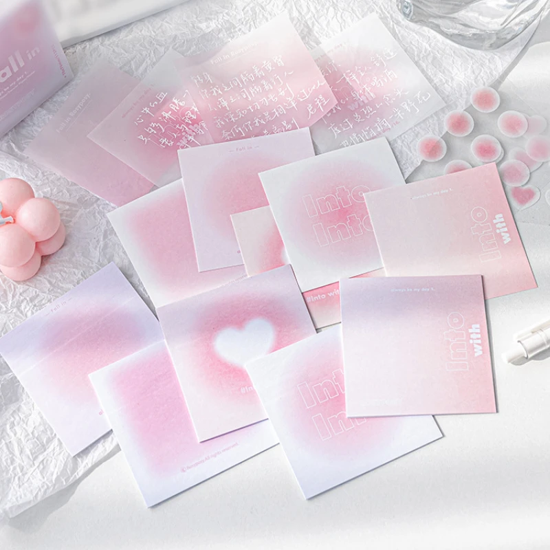 

112 Sheets INS Aesthetic Gradient Blush Color Memo Pad Cute Student Loose Leaf Notepad Sticky Note Kawaii Girl Office Stationery