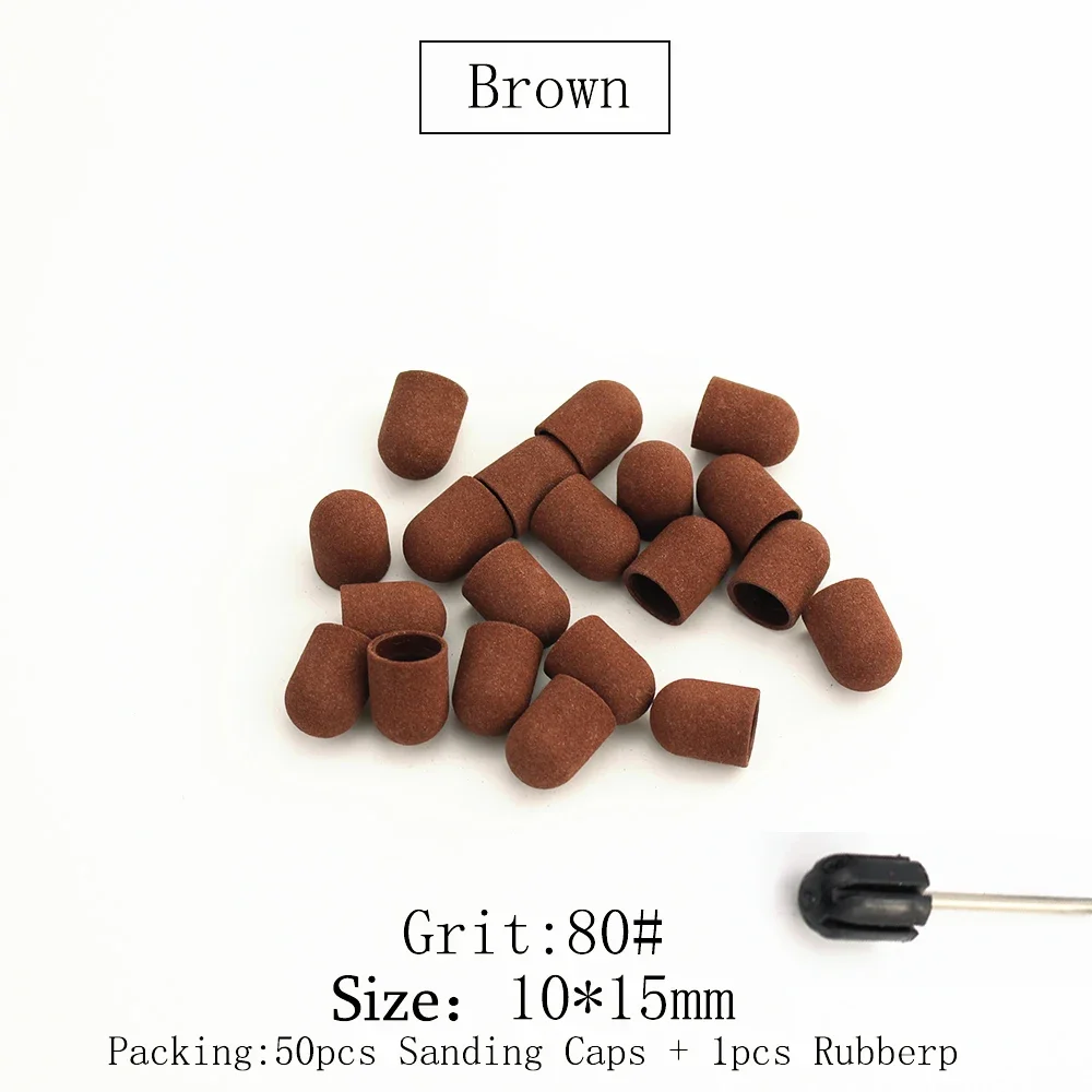 50 قطعة 10*15 مللي متر مسمار الرملي قبعات البلاستيك الكهربائي مع قبضة الحفر القدم إهاب طحن كتلة تلميع اكسسوارات أدوات باديكير