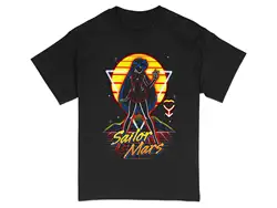 Anime Inspired T Shirt Retro Sailor Mars Design Sunset Background 80s Style Casual Cosplay Unique Top