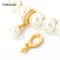 18K Gold Plated Brass Pendant Bail Clasps With Pearl Mounting,Zircon Pearl Clasps Connectors For DIY Jewelry Making Findings