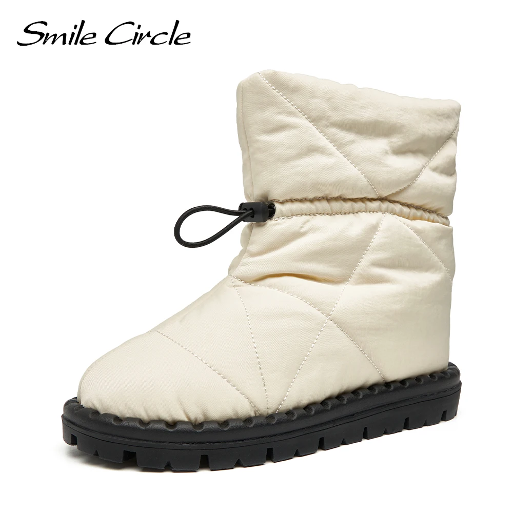 

Smile Circle Ankle Boots Women Winter Snow Boots Nylon Quilted Cotton Filler Warm Short Plush Lining Winter Shoes For Women