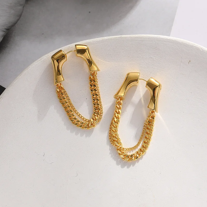 TirNaNog Unique Design Metal Chain Pendant Earrings Fashion Simple Personality Tassel Earrings Women Jewelry Gifts