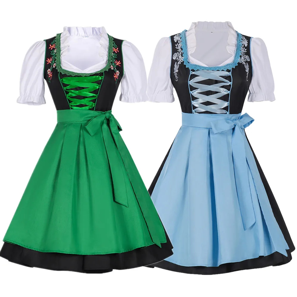 

Deluxe Germany Oktoberfest Bavarian Festival Tradition Beer Girl Dirndl Dress Halloween Carnival Party Maid Cosplay Costume