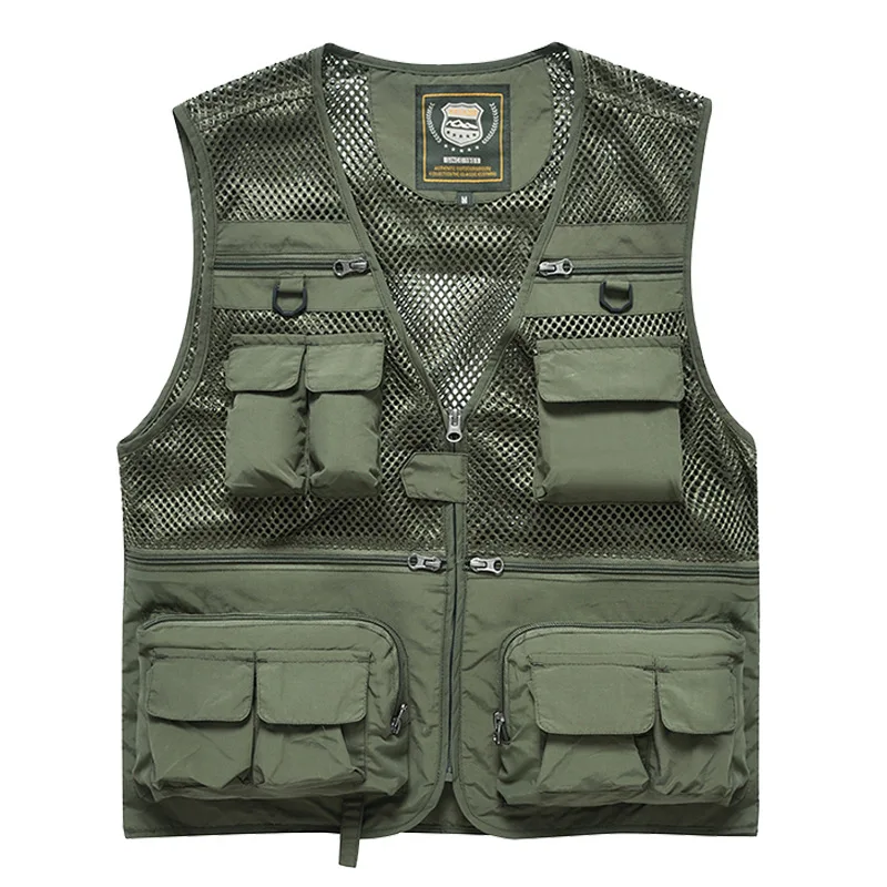 Men Outdoor Large Pockets Multifunctional Cargo Vests New Summer Male Thin Mesh Breathable Waistcoats Fishing Sleeveless Vests 6