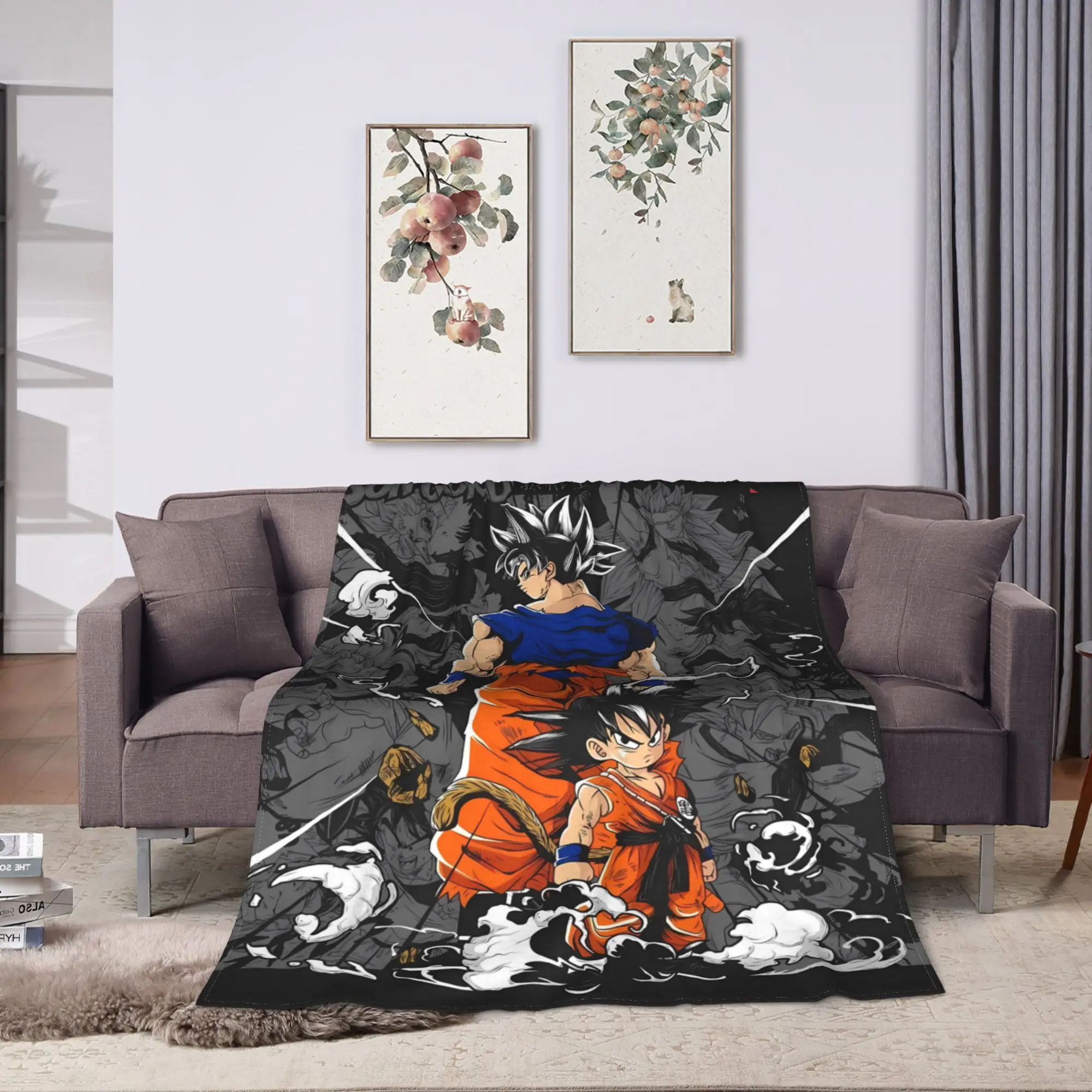 Simple Chibi Goku Dragon Ball Blankets  Picnic Flannel Throw Blanket For Outdoor Super Warm Custom Quality Bedspread Gift
