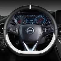 Protector para volante de coche de cuero en forma de D para Opel Astra 2015-2021 Corsa Combo Mokka 2018-2021 Grandland X Insignia CT 2017-2021