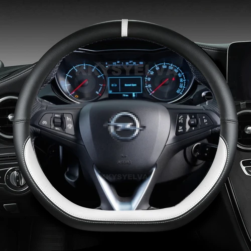 Imagen 1 del producto Protector para volante de coche de cuero en forma de D para Opel Astra 2015-2021 Corsa Combo Mokka 2018-2021 Grandland X Insignia CT 2017-2021