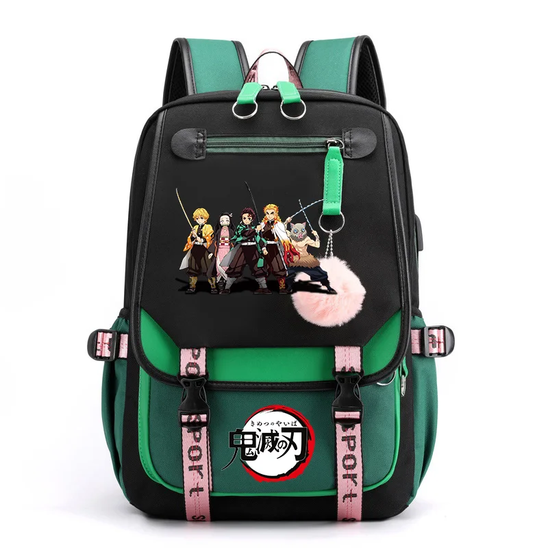 Demon Slayer tas punggung Anime hadiah tas sekolah kanvas Kimetsu no Yaiba ransel bepergian besar tas Laptop