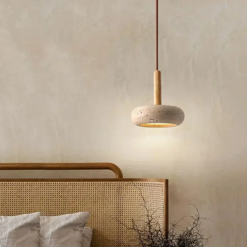 2025 2024 New Hot Selling Pendant Lamps Wabi Sabi Circular Yellow Stone Commercial Home Decoration Restaurant Room LED Droplight