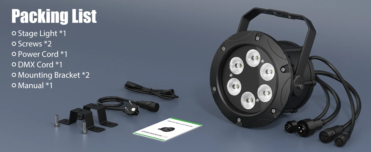 U'King 4 Stück Wasserdichte Par-Leuchten 6x10W RGBW LED Stroboskop-Effektbeleuchtung DMX512 Tonaktivierte Steuerung Bühnenlicht für DJ Disco – Detail 7