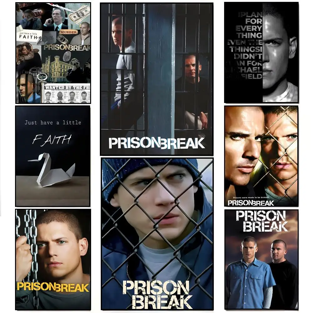 Action Thriller Series P-Prison Break Poster Artwork Self Adhesive Indoor Wall Hanging Room Decor Gift