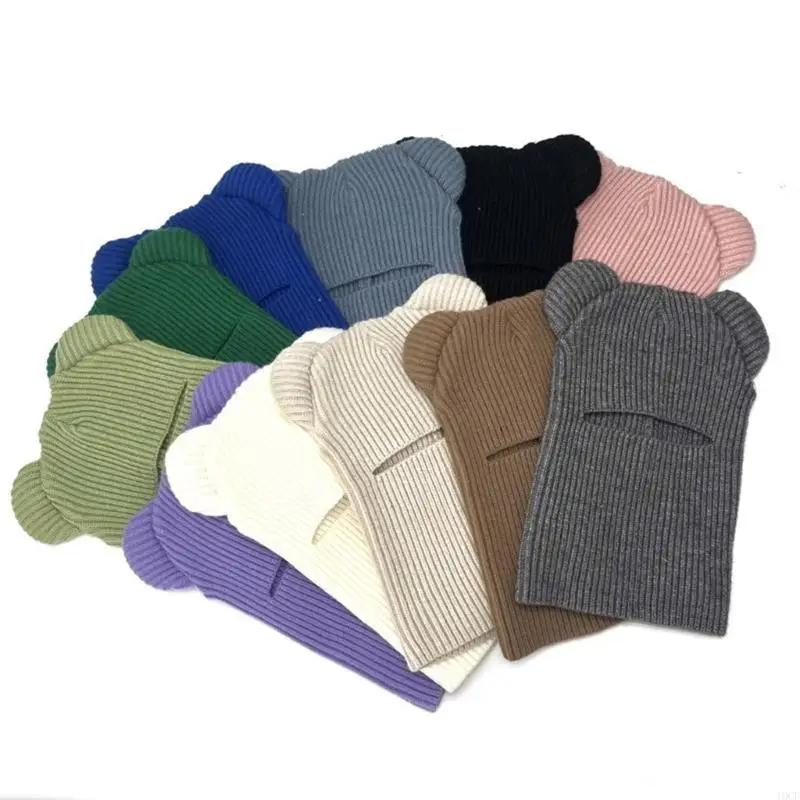 قبعة مطاطية لحماية الرقبة، قبعات محبوكة على شكل دب كرتوني للمراهقين البالغين