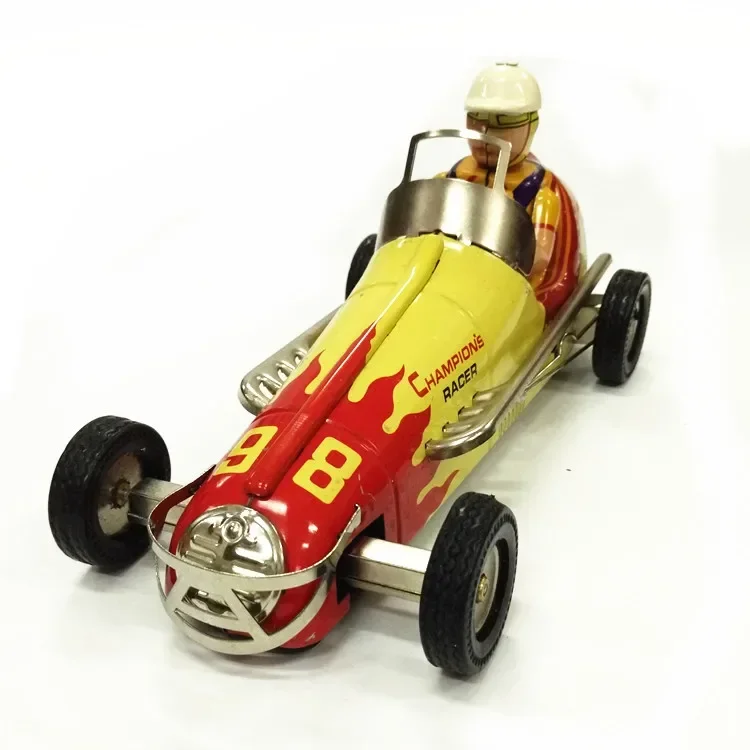 [Funny] Adult Collection Retro Wind up toy Metal Tin Vintage automobiles No.98 F1 Racing car Mechanical Clockwork toy figures