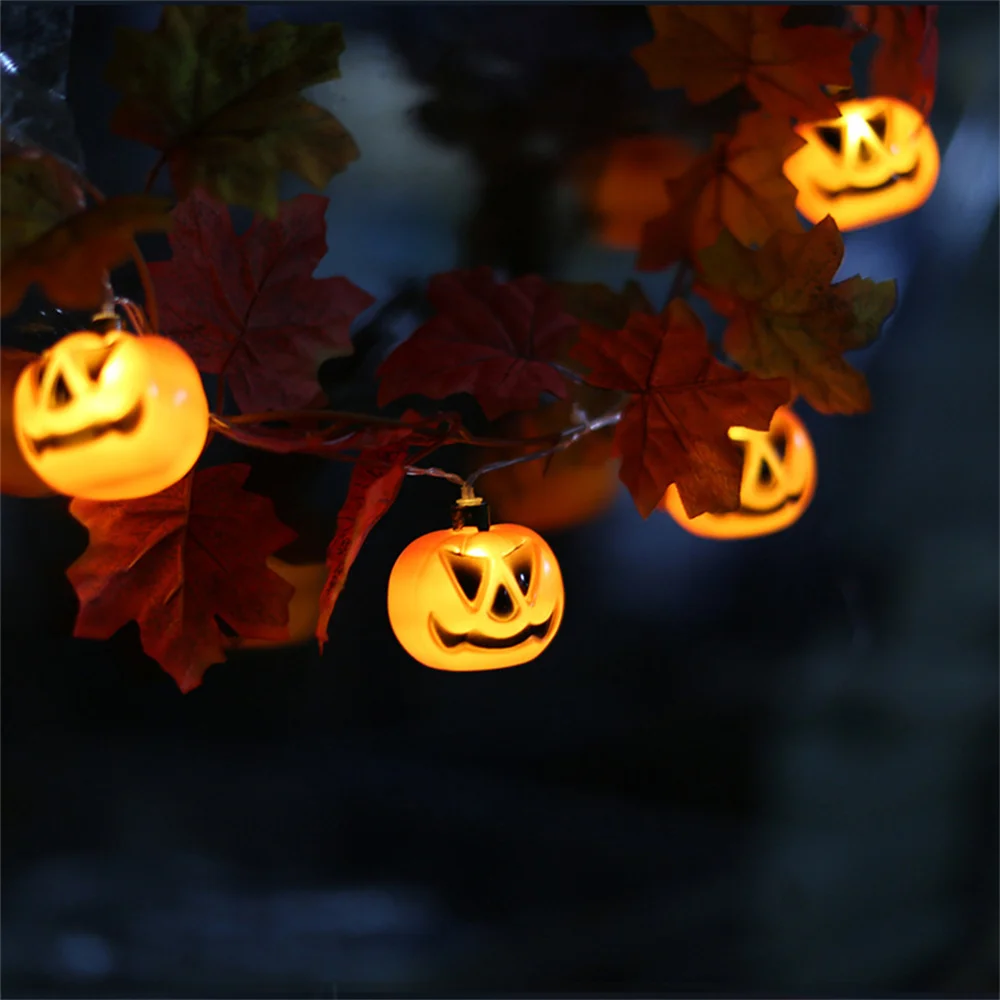 

10/20LED Battery Powered Halloween Pumpkin Maple Leaf LED Light String Festival Bar Home Party Decor Halloween Ornament