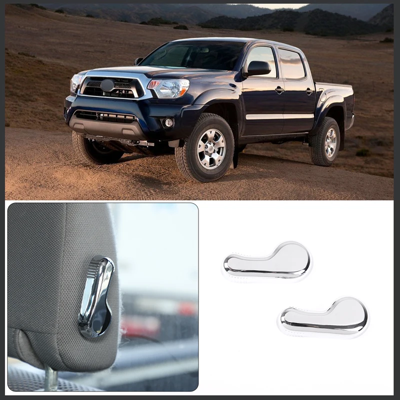 

For 2011-2015 Toyota Tacoma ABS Bright silver Car back row Seat headrest adjustment button cover car accessories